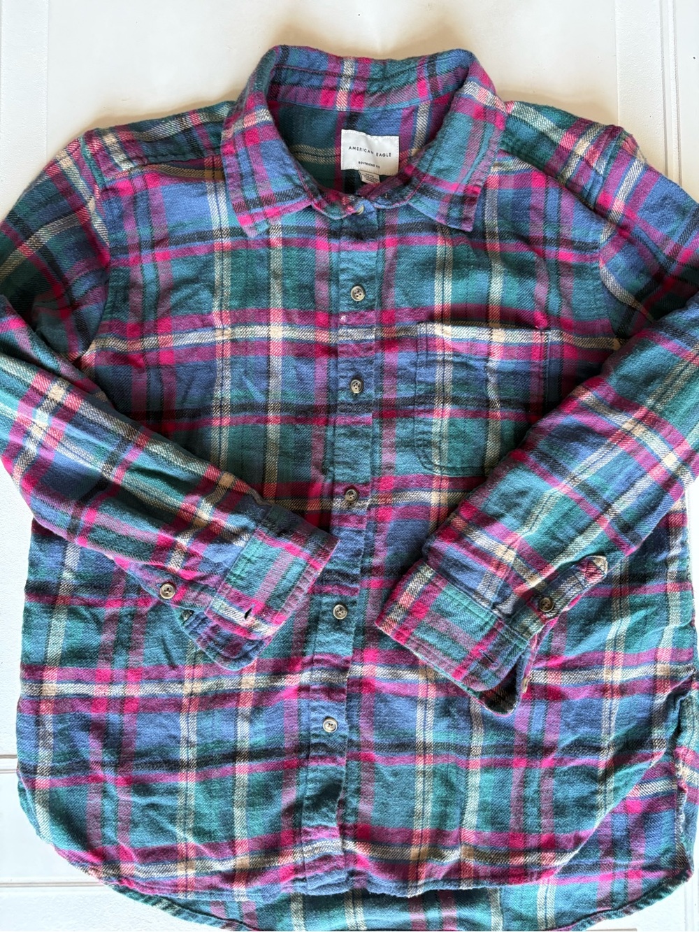 American Eagle Boyfriend Fit Button Down Flannel Size Small